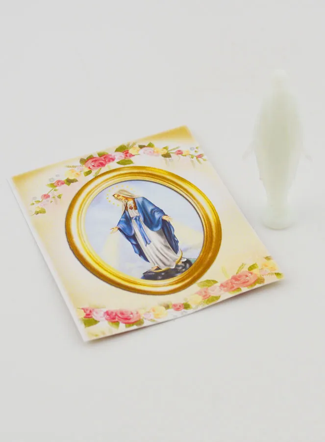 Fluorescerend Beeld Maria Wonderdadige Met Kaart - 8cm (pic 1)