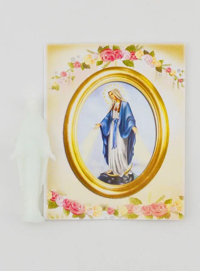 Fluorescerend Beeld Maria Wonderdadige Met Kaart - 8cm (pic 4)