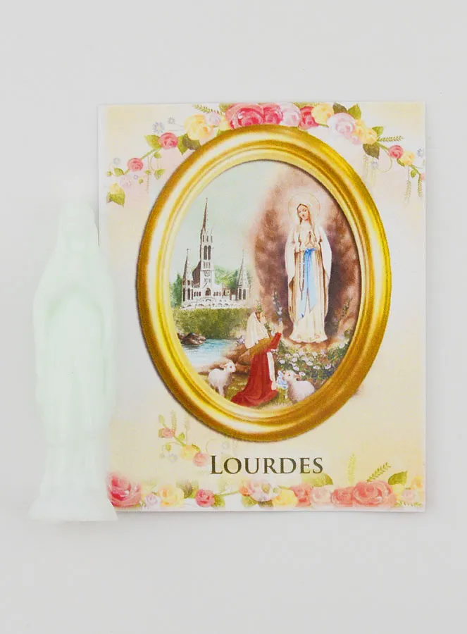 Fluorescerend Beeld Maria van Lourdes met Kaart - 8cm (pic 4)