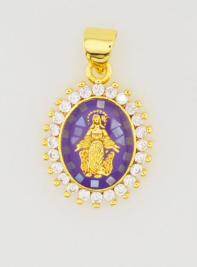 Paarse Medaille Maria Wonderdadige - 17mm (pic 1)