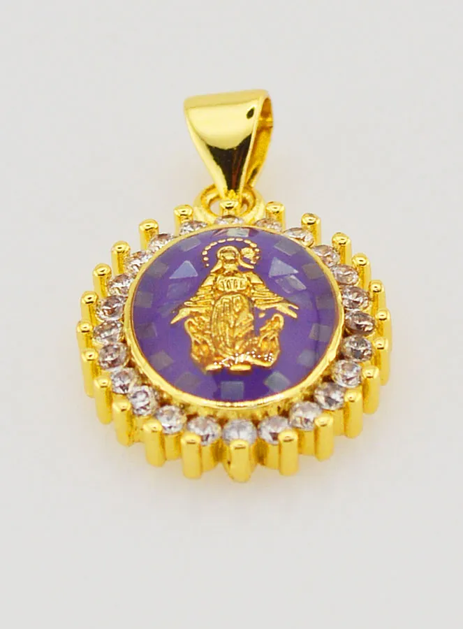 Paarse Medaille Maria Wonderdadige - 17mm (pic 2)