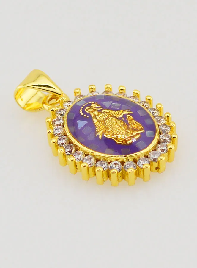 Paarse Medaille Maria Wonderdadige - 17mm (pic 3)