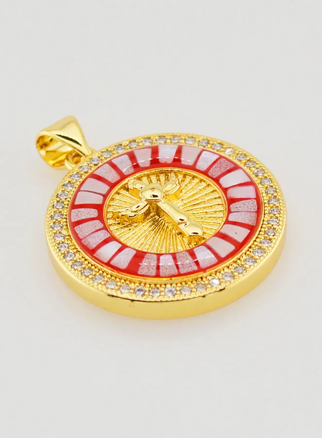 Hanger Kruis en Rood Emaille - 22mm (pic 3)