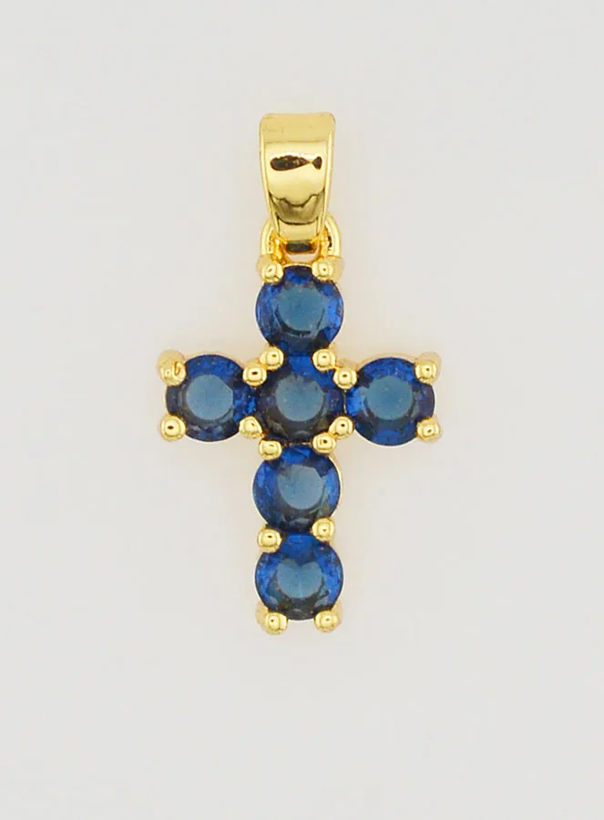 Kruis Hanger met Zirkonia - Blauw (pic 1)