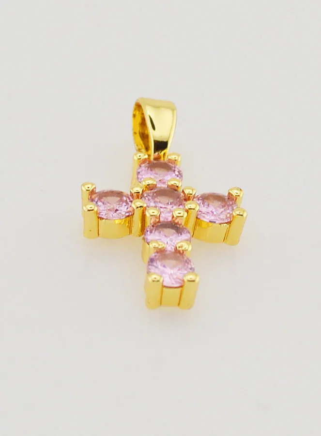 Kruis Hanger met Zirkonia - Roze (pic 2)