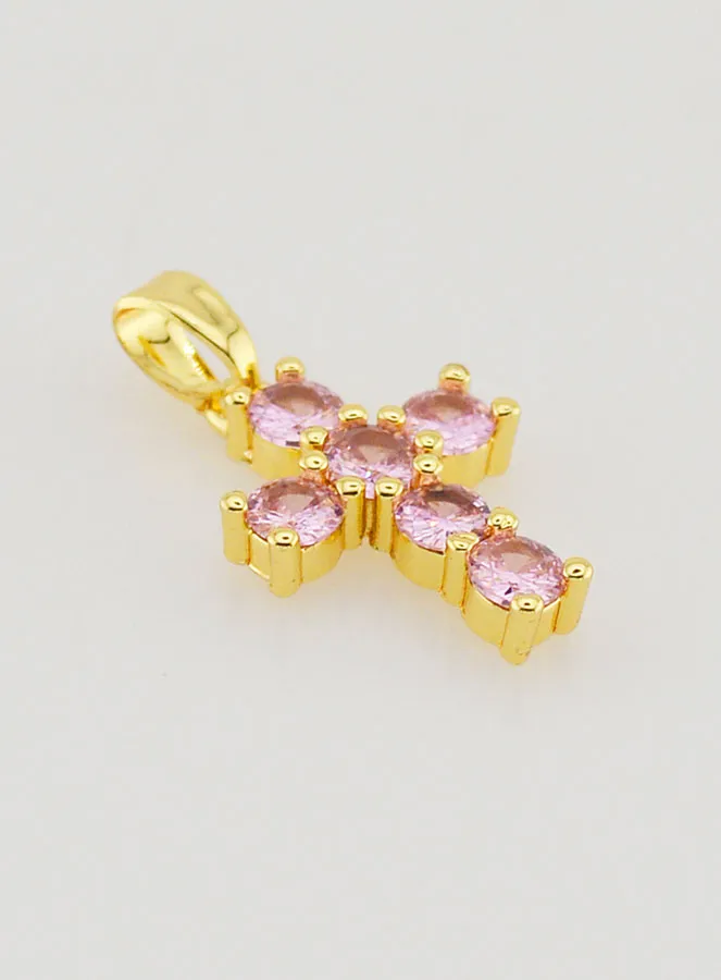 Kruis Hanger met Zirkonia - Roze (pic 3)