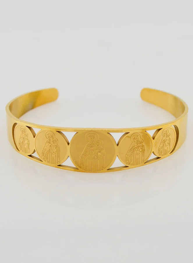 Goudkleurige Manchet Armband OLV van de Berg Karmel (pic 1)