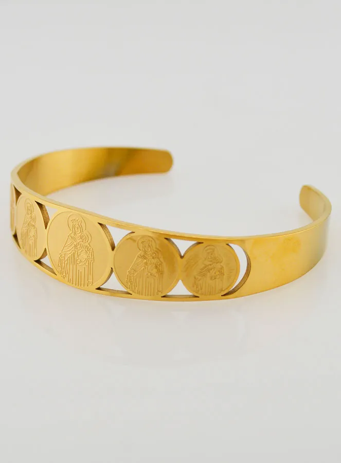 Goudkleurige Manchet Armband OLV van de Berg Karmel (pic 2)