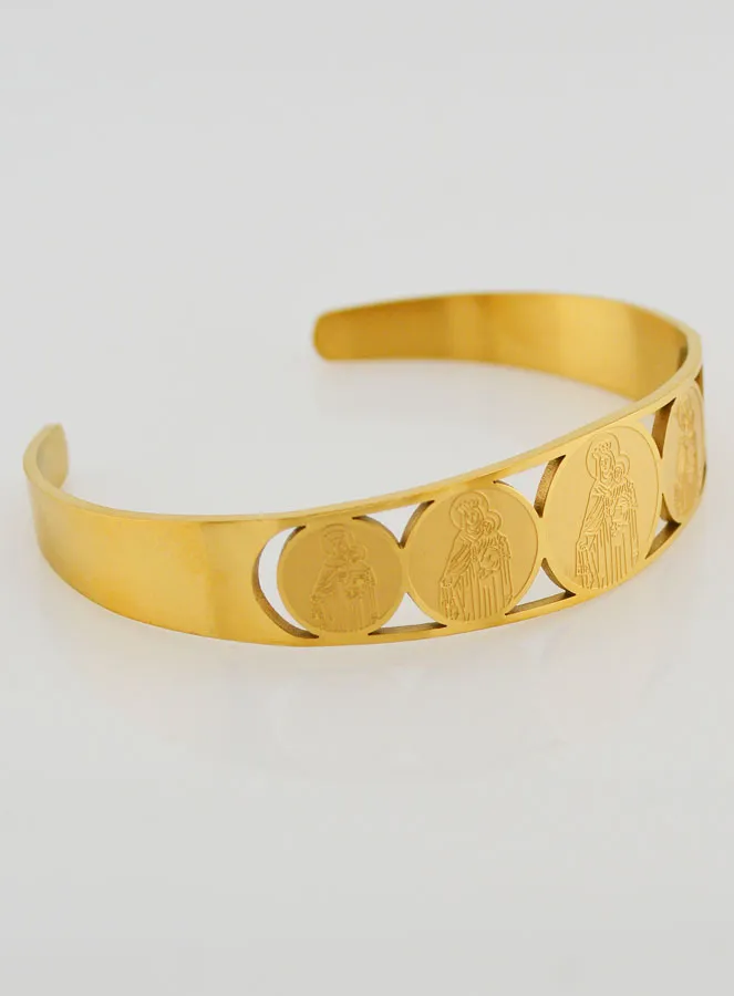 Goudkleurige Manchet Armband OLV van de Berg Karmel (pic 3)