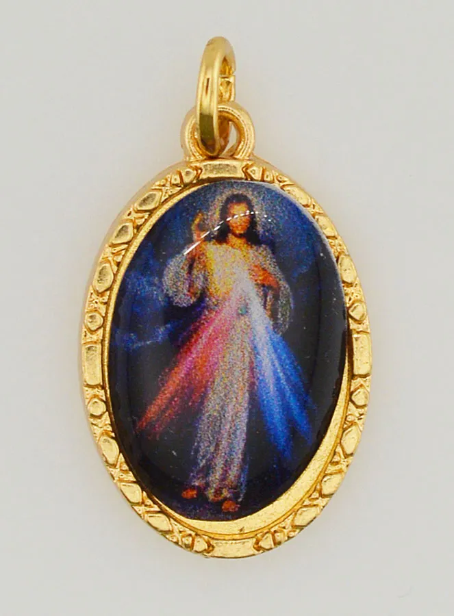 Medaillon met Gedraaide Rand 25 mm - Barmhartige Christus (pic 1)