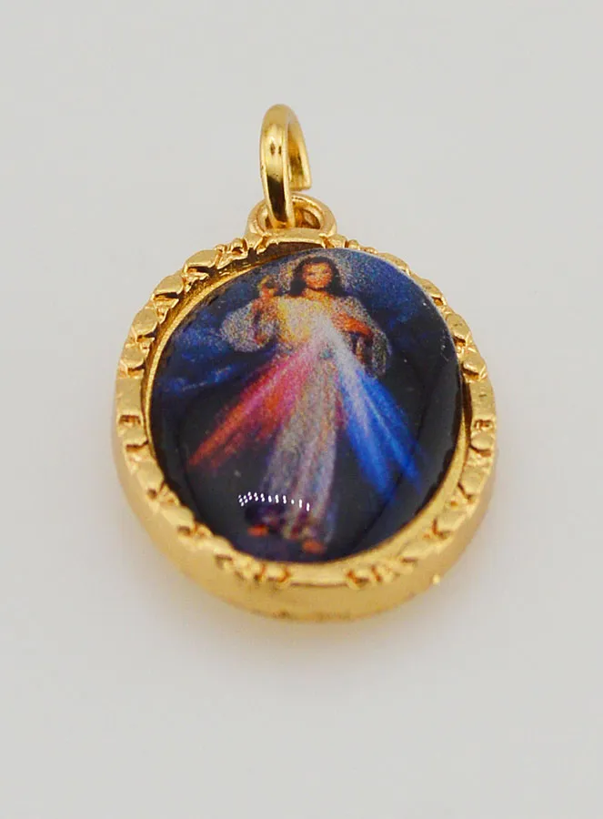 Medaillon met Gedraaide Rand 25 mm - Barmhartige Christus (pic 2)