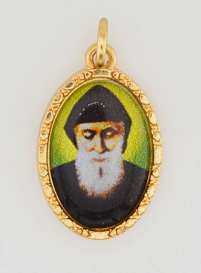 Medaillon met Gedraaide Rand 25mm - Heilige Charbel (pic 1)