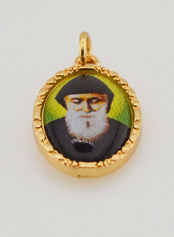 Medaillon met Gedraaide Rand 25mm - Heilige Charbel (pic 2)