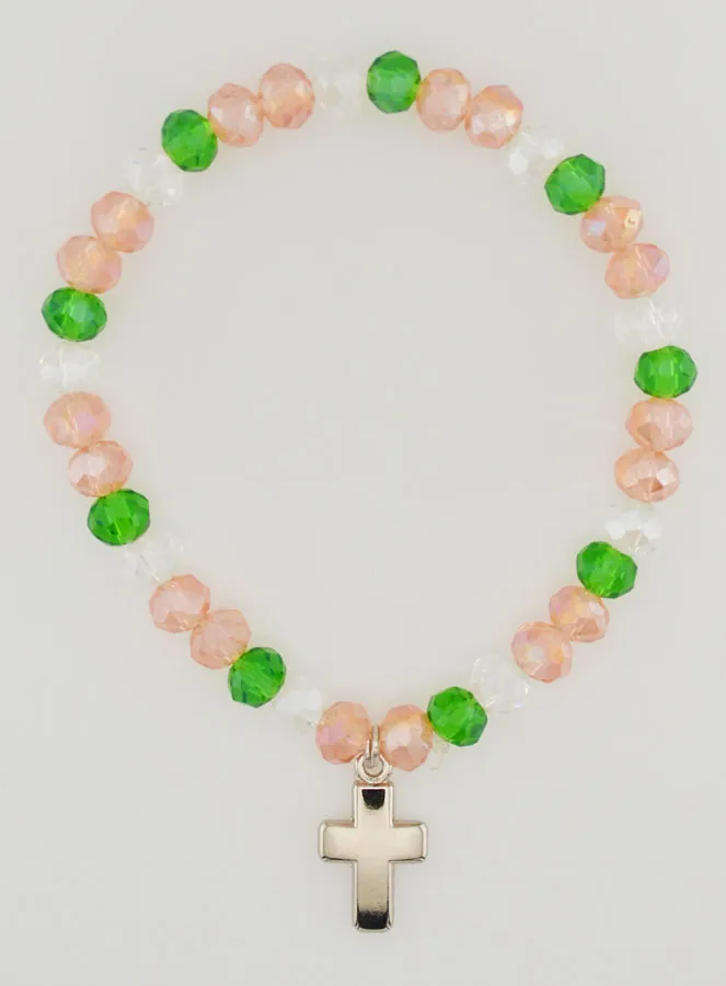 Armband met Kruis - Bonte Glaskralen (pic 1)