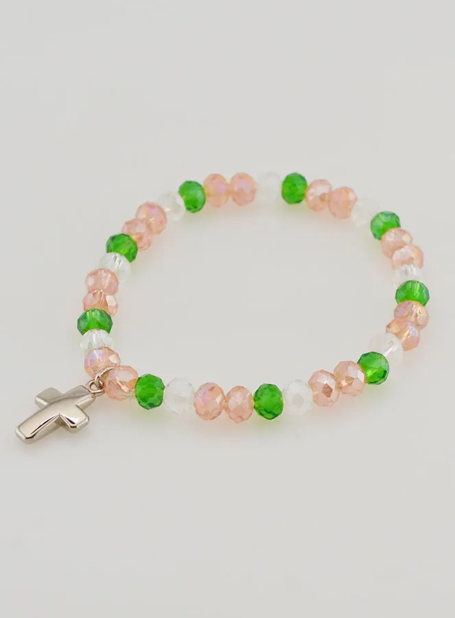 Armband met Kruis - Bonte Glaskralen (pic 3)