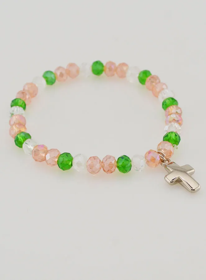Armband met Kruis - Bonte Glaskralen (pic 4)