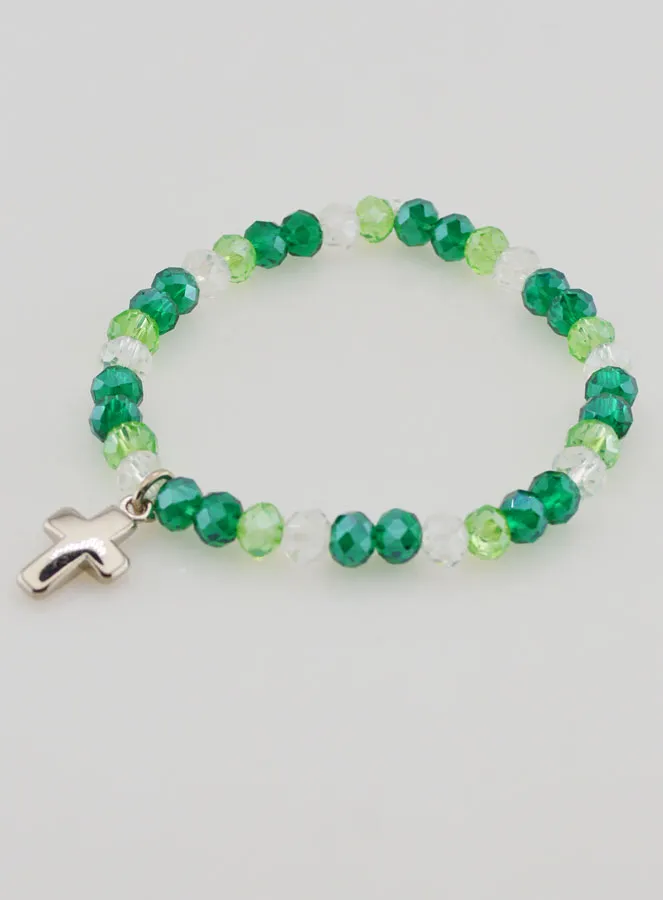 Armband met Kruis en Glazen Kralen - Groen (pic 3)