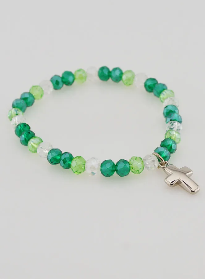 Armband met Kruis en Glazen Kralen - Groen (pic 4)