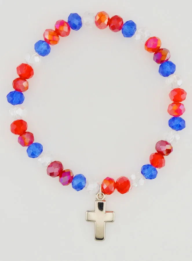 Armband met Kruis - Blauw Wit Rood (pic 1)