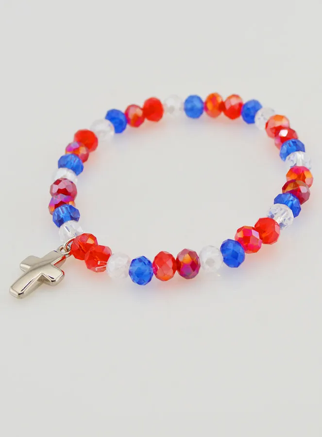 Armband met Kruis - Blauw Wit Rood (pic 3)