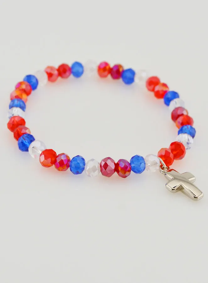 Armband met Kruis - Blauw Wit Rood (pic 4)