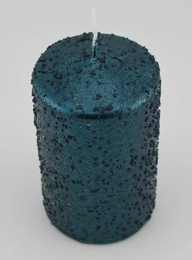 Kerstkaars met Glitters - Blauwgroen (pic 2)