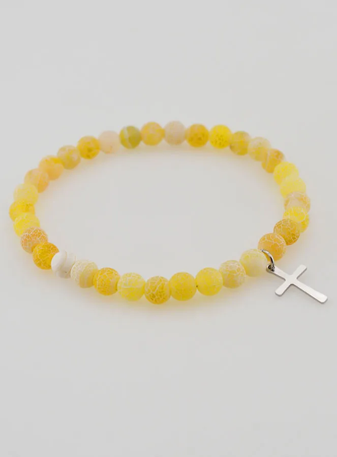 Religieuze Armband met Kruis en Agaat - Geel (pic 3)