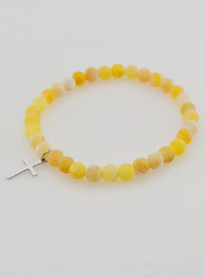 Religieuze Armband met Kruis en Agaat - Geel (pic 4)