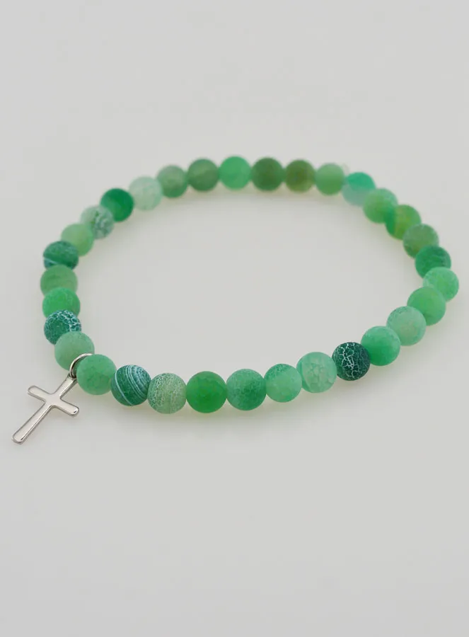 Religieuze Armband met Kruis en Agaat - Groen (pic 4)