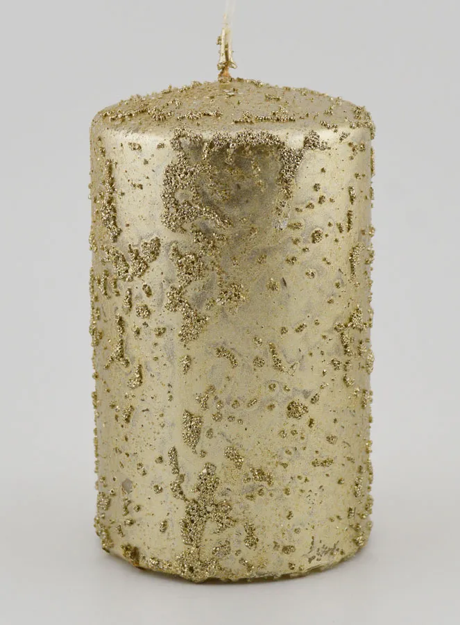 Decoratieve Kaars met Glitters - Champagne Kleur (pic 1)