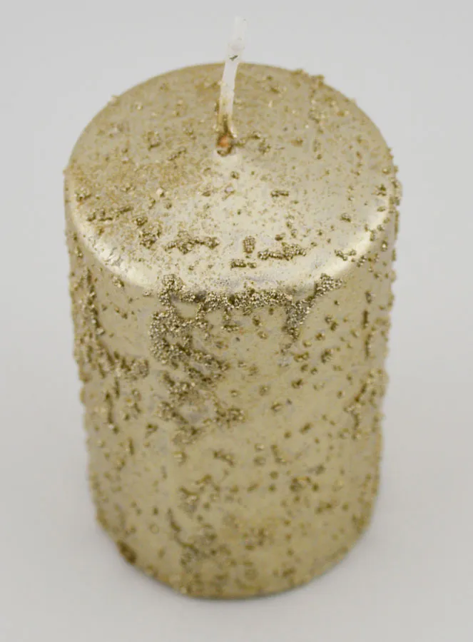 Decoratieve Kaars met Glitters - Champagne Kleur (pic 2)