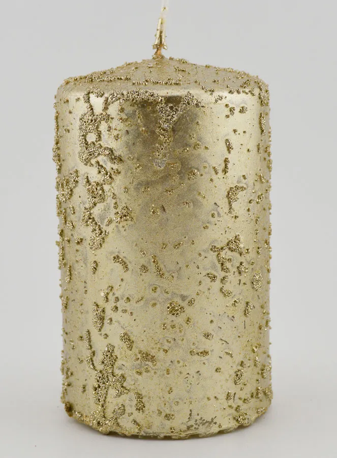 Kerstkaars met Glitters - Champagne (pic 1)