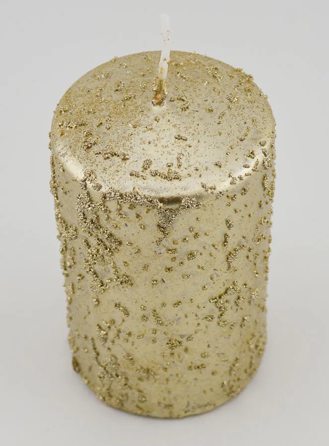 Kerstkaars met Glitters - Champagne (pic 2)