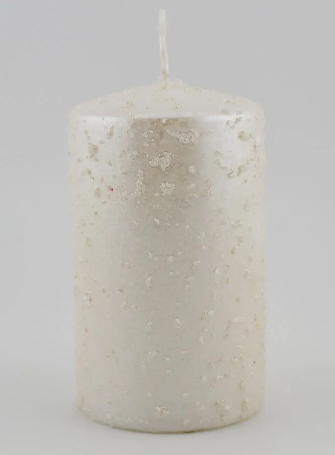 Kerstkaars met Glitters - Parelwit (pic 1)