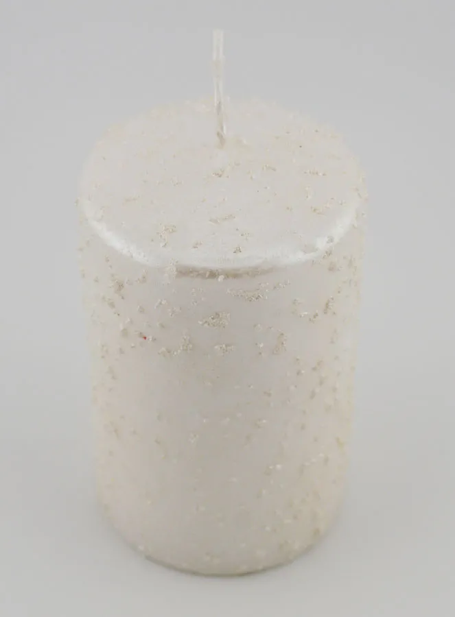 Kerstkaars met Glitters - Parelwit (pic 2)