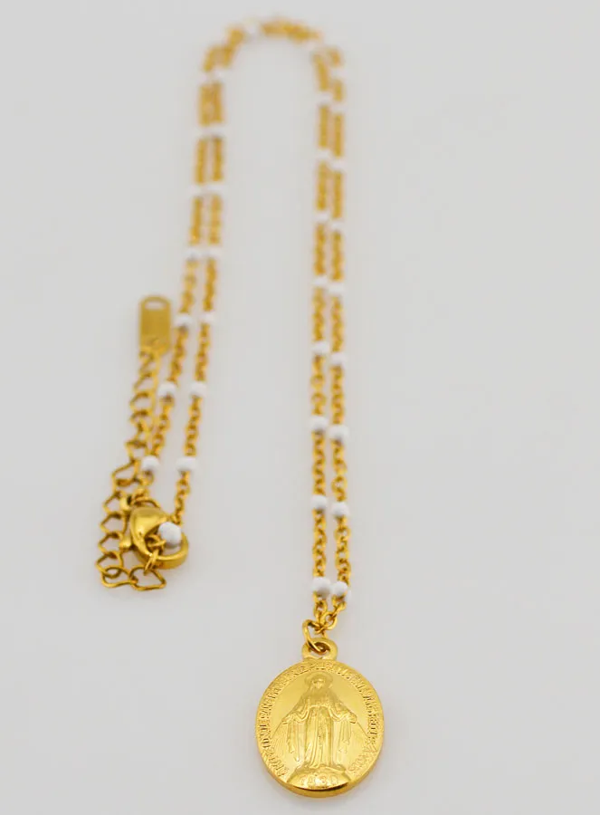 Wonderdadige Medaille en Ketting met Kralen - Wit (pic 4)