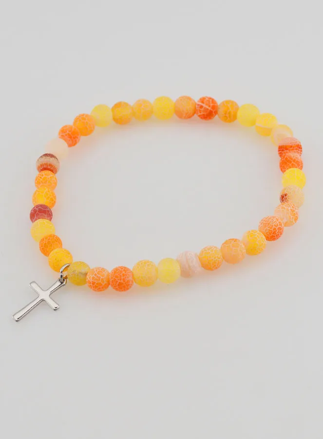 Religieuze Armband met Kruis en Agaat - Oranje (pic 3)