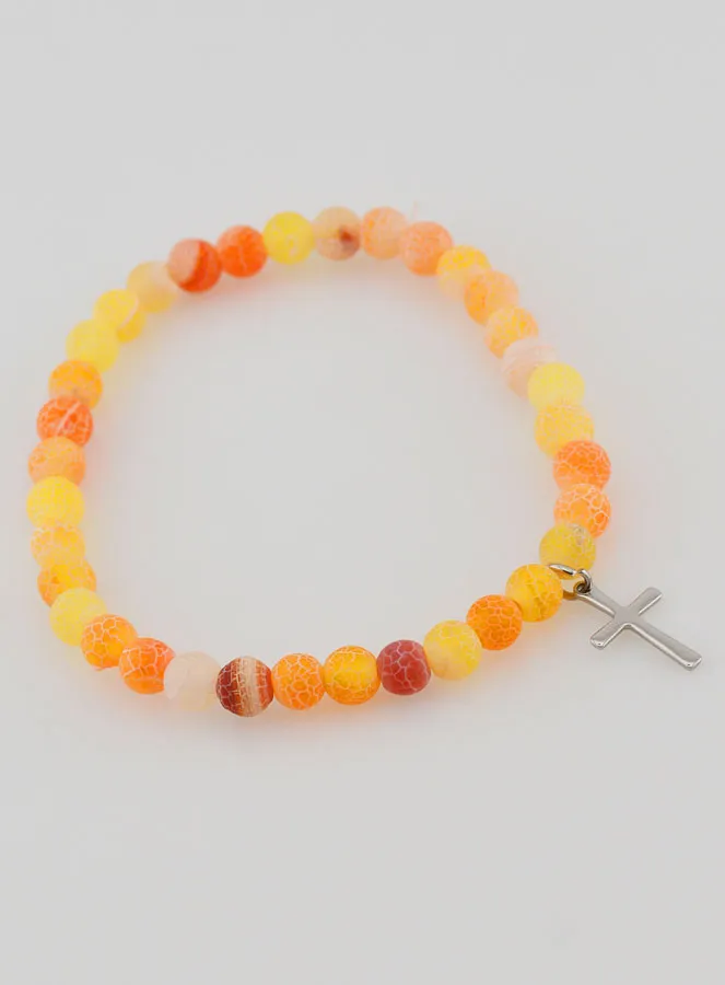 Religieuze Armband met Kruis en Agaat - Oranje (pic 4)