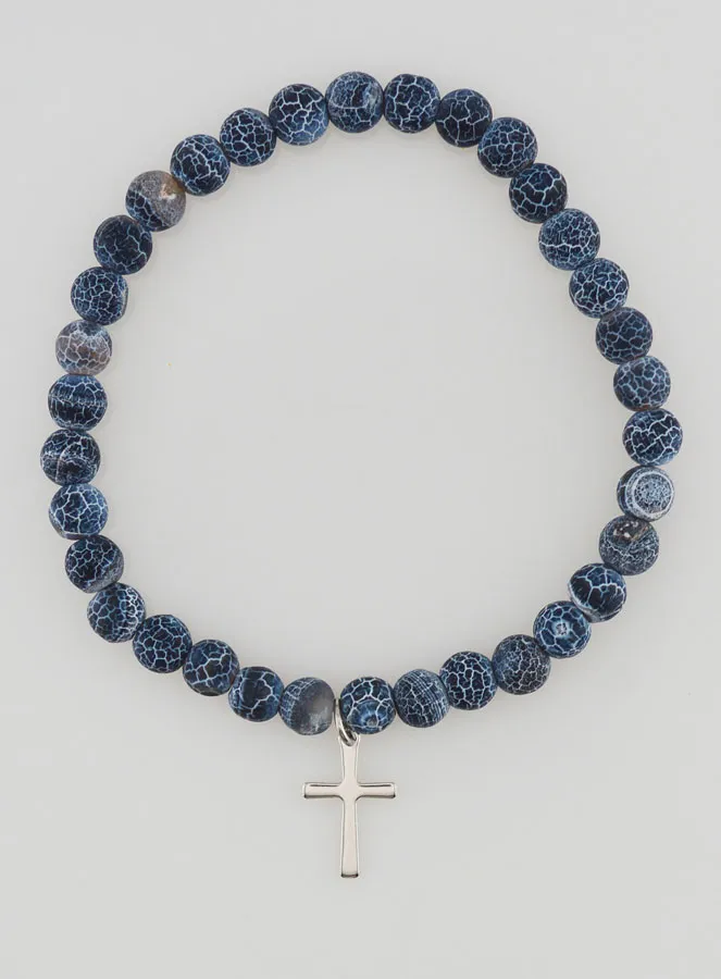 Religieuze Armband met Kruis en Agaat - Zwart (pic 1)