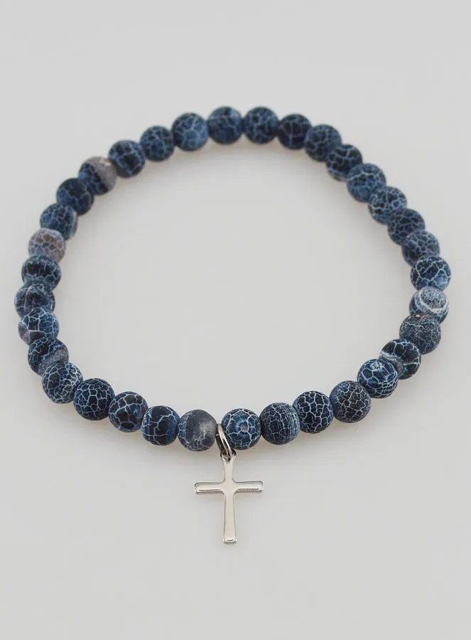 Religieuze Armband met Kruis en Agaat - Zwart (pic 2)