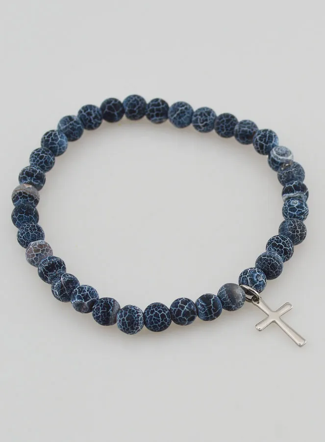 Religieuze Armband met Kruis en Agaat - Zwart (pic 3)