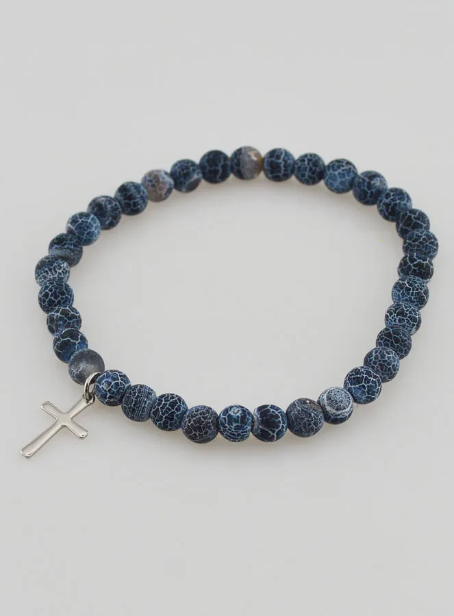 Religieuze Armband met Kruis en Agaat - Zwart (pic 4)