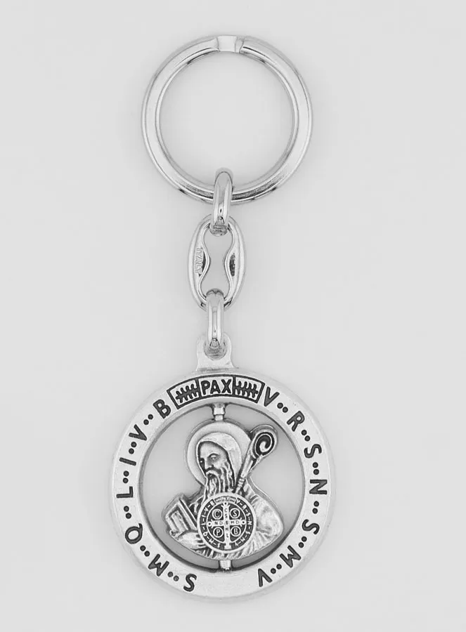 Opengewerkte en Draaibare Sleutelhanger - Heilige Benedictus (pic 2)