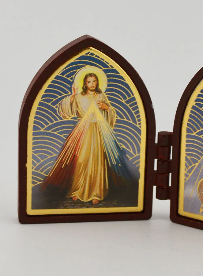 Mini Tweeluik Icoon - Christus en Maria Wonderdadige (pic 2)