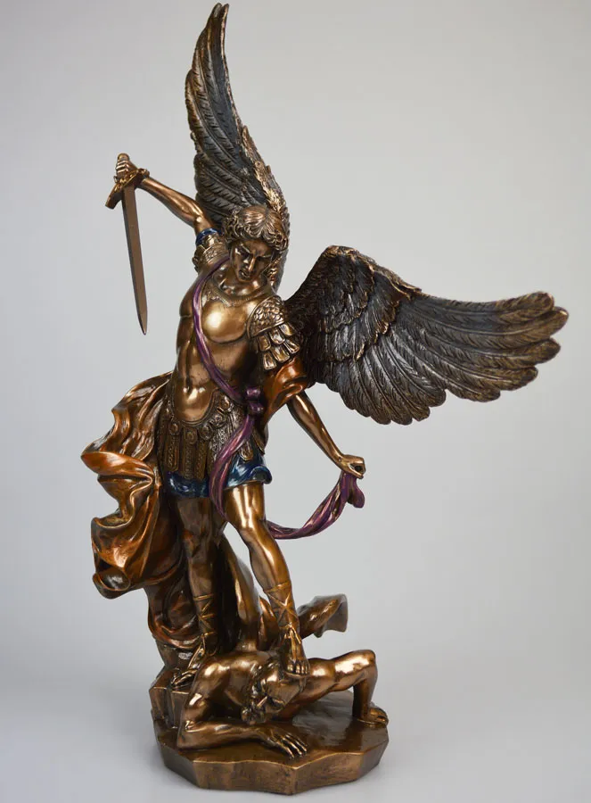 Religieus Beeld van de Aartsengel Michaël van Brons - 37 cm (pic 2)