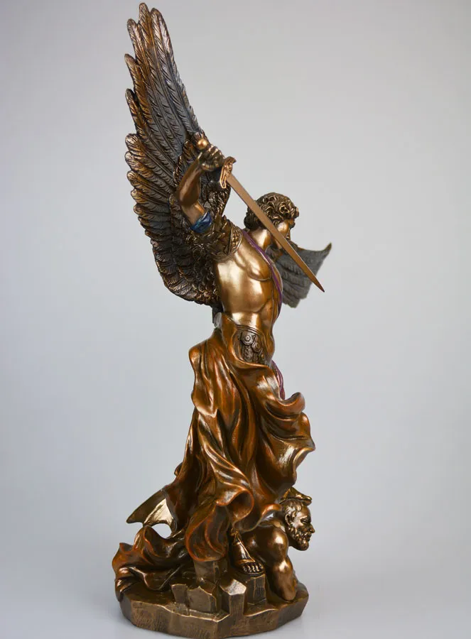 Religieus Beeld van de Aartsengel Michaël van Brons - 37 cm (pic 3)