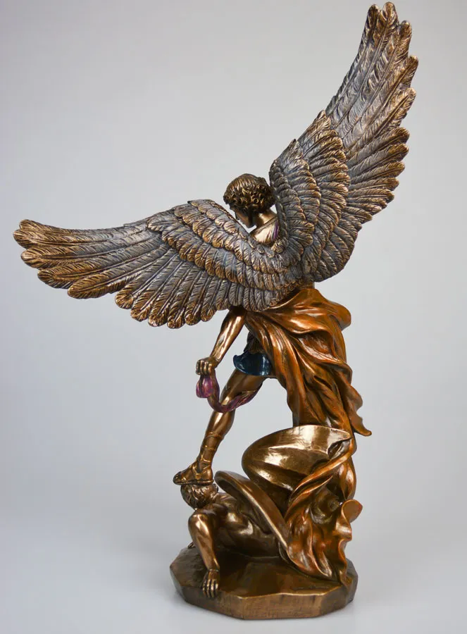 Religieus Beeld van de Aartsengel Michaël van Brons - 37 cm (pic 4)