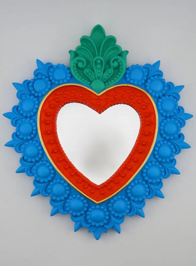 Kleurrijke Ex Voto Wand Spiegel - 24cm (pic 1)