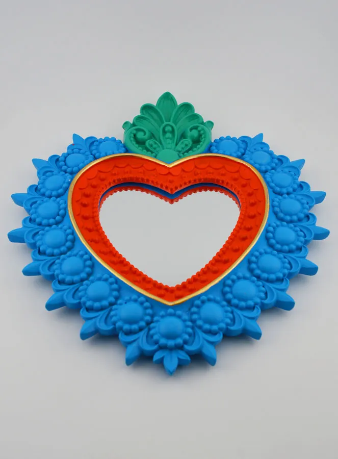 Kleurrijke Ex Voto Wand Spiegel - 24cm (pic 2)