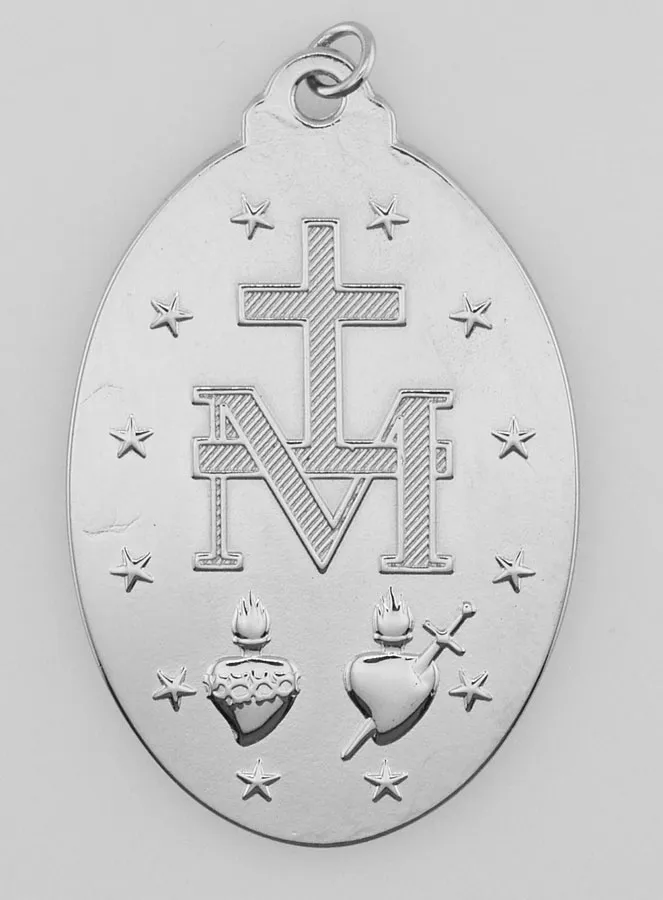 Zilverkleurige Wonderdadige Medaille - 28mm (pic 3)